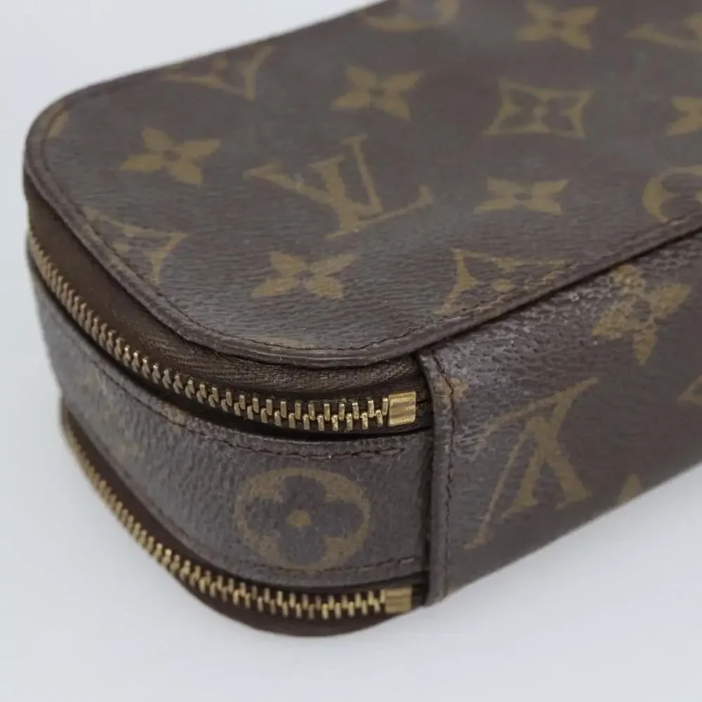 Louis Vuitton Monogram Trousse Brush PM Cosmetic Pouch Brown